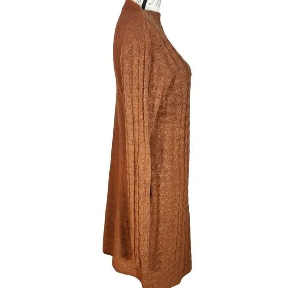 Avln Studio Women's Size Large Burnt Orange Sydney Cable Knit Sweater Dress - Picture 4 of 7